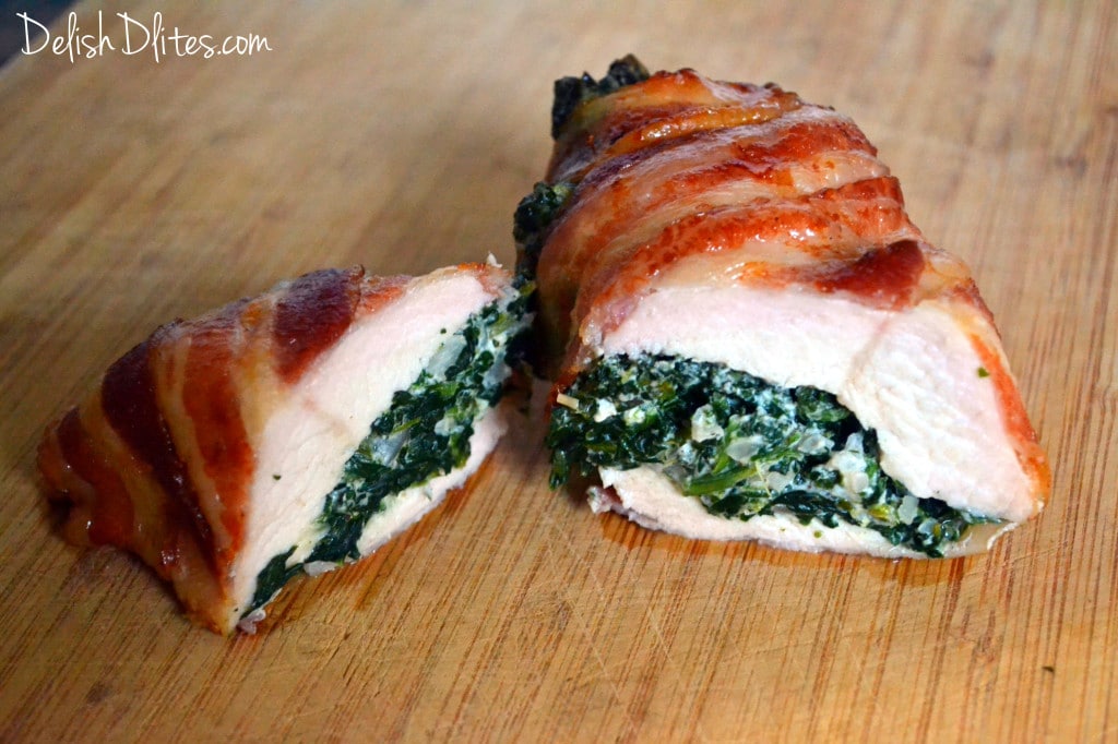 Spinach Stuffed Bacon Wrapped Chicken Breasts| Delish D'Lites 