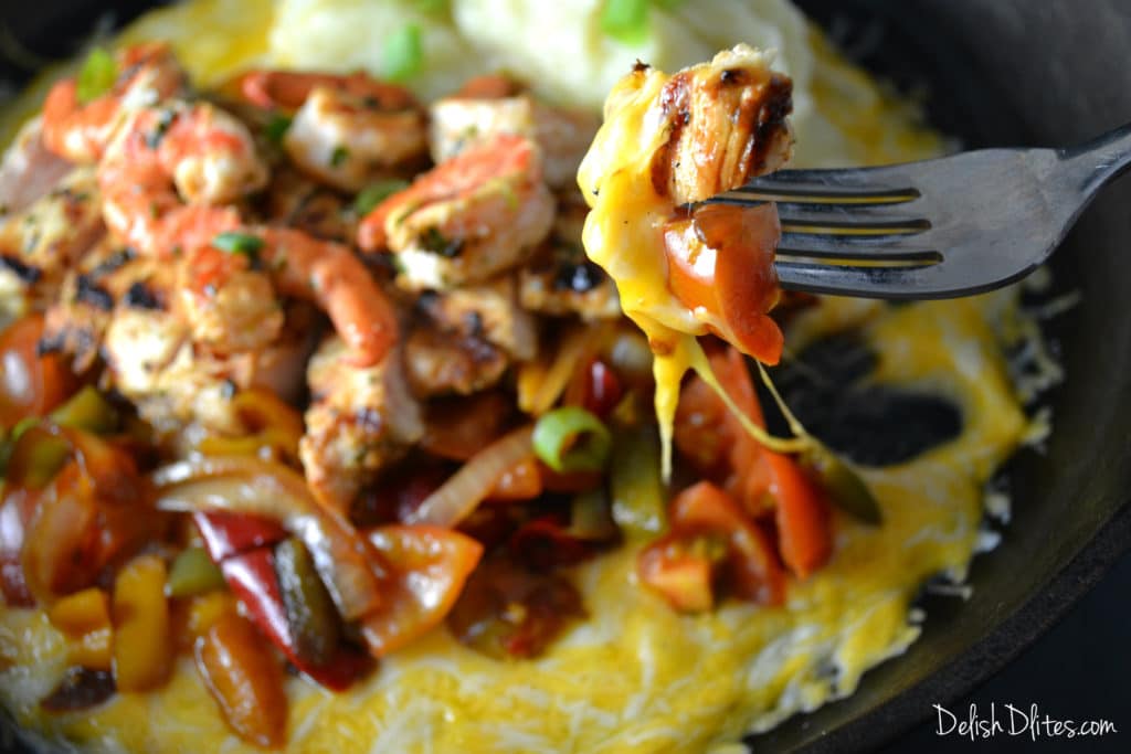 Sizzling Cheesy Chicken and Shrimp | Delish D'Lites