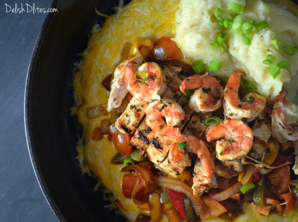 Sizzling Cheesy Chicken and Shrimp | Delish D'Lites